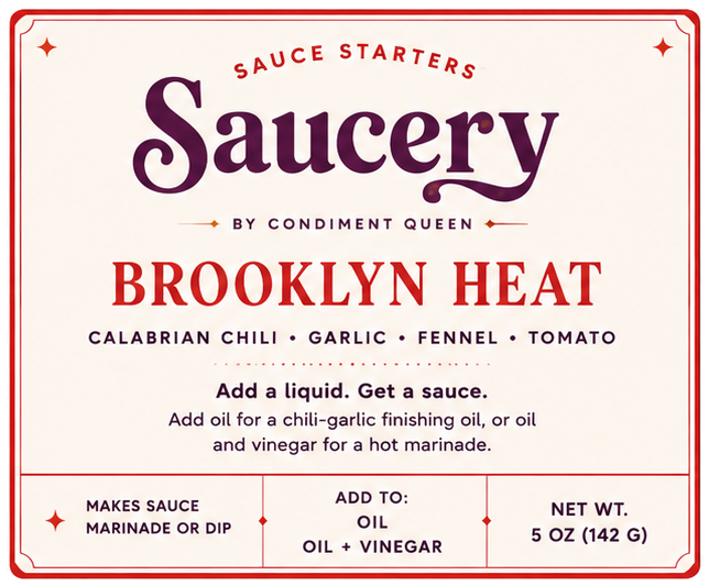 Brooklyn Heat — Saucery sauce starter label